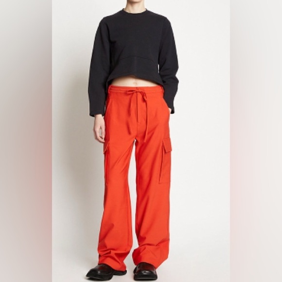 Proenza Schouler Black Asymmetrical Cropped Sweatshirt - Picture 1 of 8